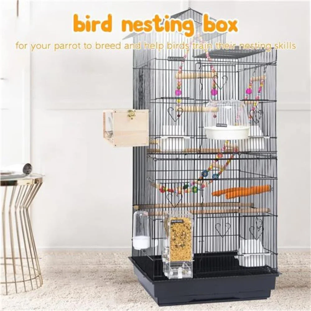 Parakeet Nesting Box Transparent Design, Bird Nest Breeding Box with Perch Wood